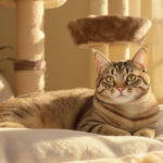 tabby cat relaxing in cat boarding suite in San Diego CA