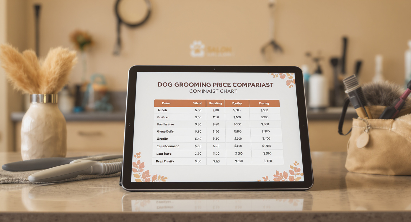 Dog grooming price comparison chart showing costs by breed and service type — HeiBob
