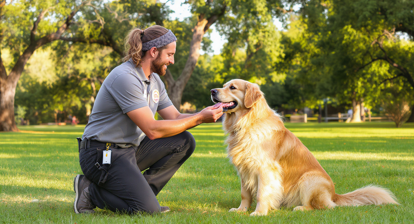 Positive reinforcement dog obedience training session Austin Texas — HeiBob
