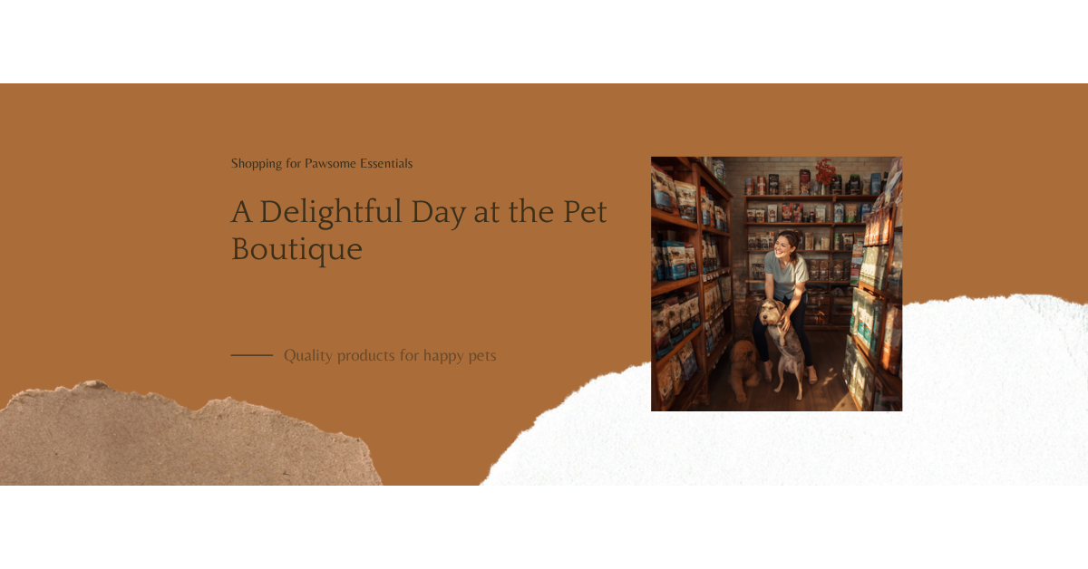 Happy pet owner shopping with dog at Houston pet boutique