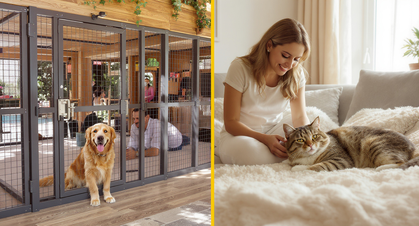 Comparison of pet boarding facility and in-home pet sitting options for dogs and cats