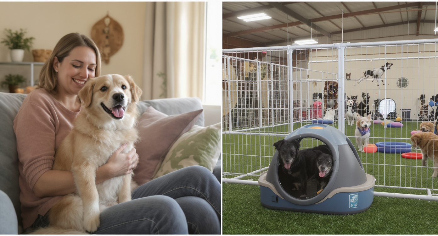 Pet sitter visiting dog at home — HeiBob