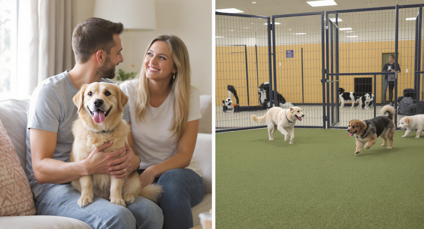 Dog socialising at professional boarding facility — HeiBob