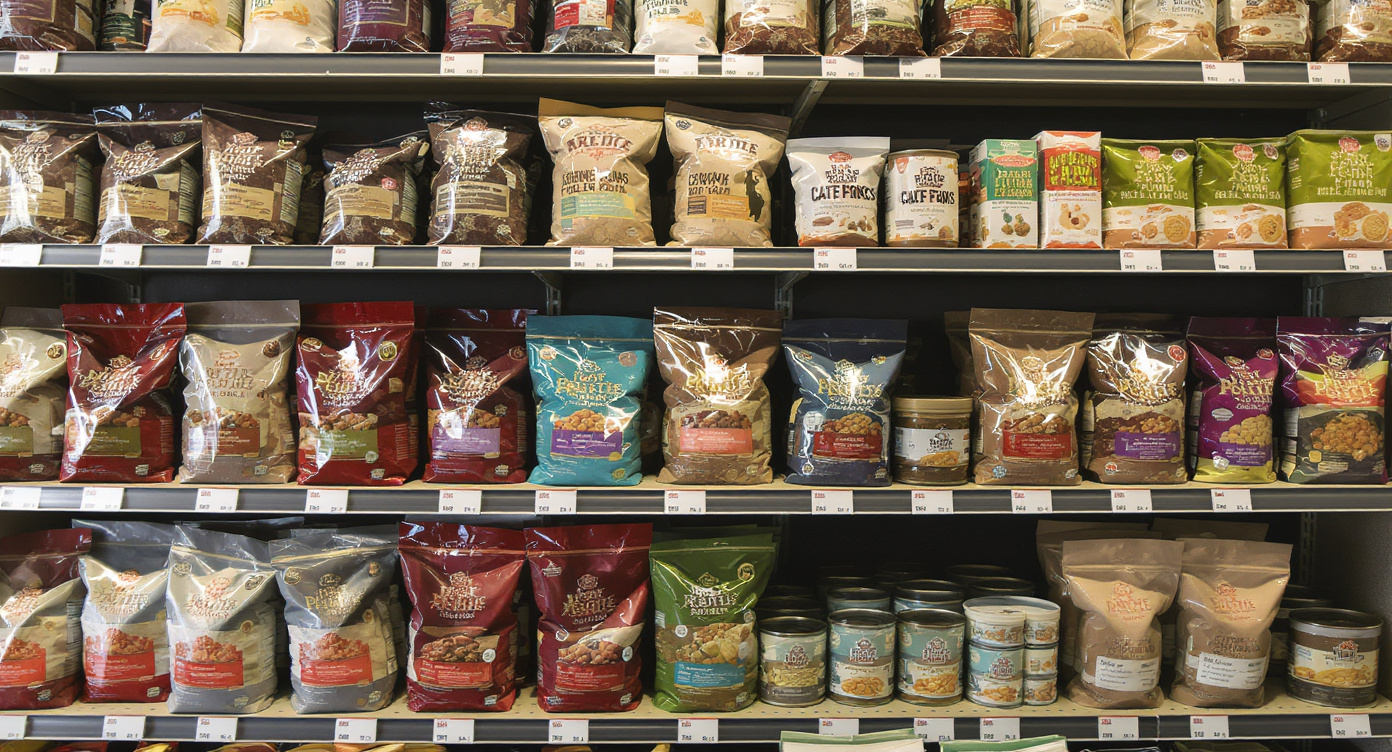 Premium pet food brands on shelves at a Houston TX pet store