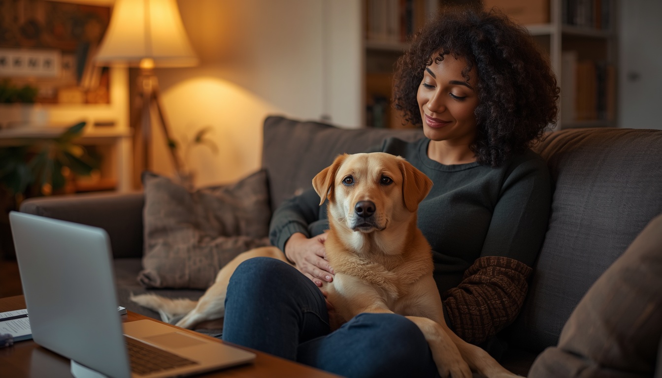 Professional pet sitter caring for a dog at home — HeiBob