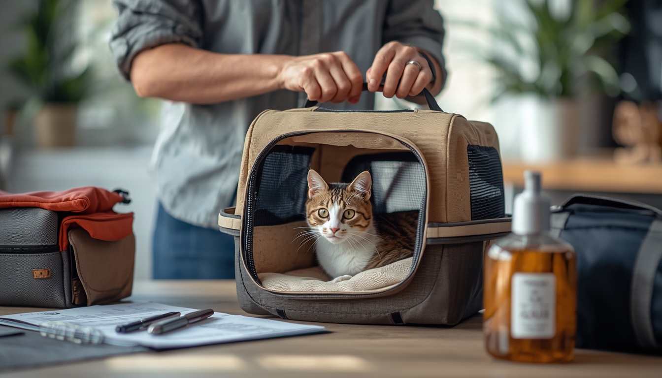 Cat in soft travel carrier for pet transport — HeiBob