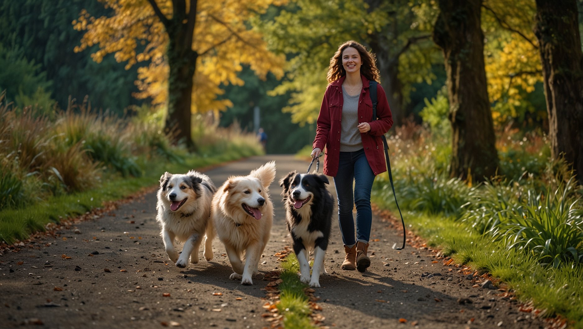 Professional dog walker in Seattle neighborhood