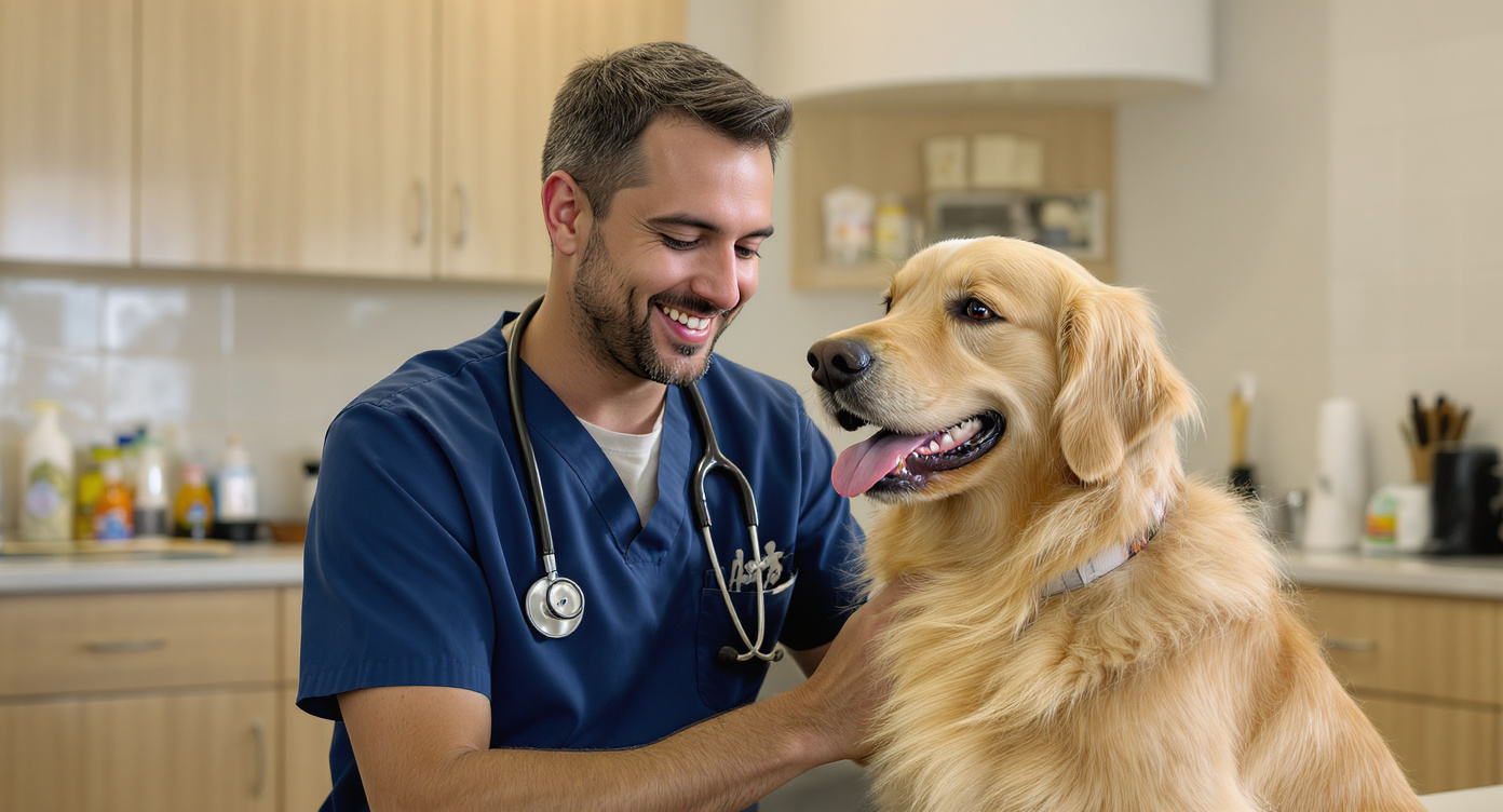 Veterinarian examining a dog at a Phoenix AZ animal clinic — HeiBob