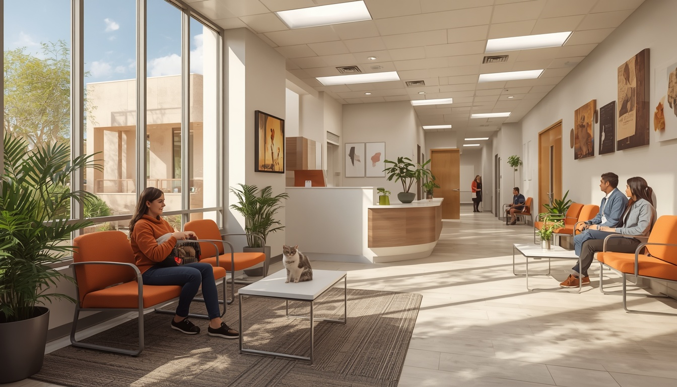 Modern veterinary clinic waiting room in Phoenix AZ — HeiBob