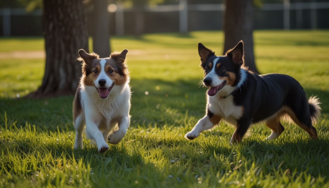 Dogs playing outdoors at Orlando dog boarding facility