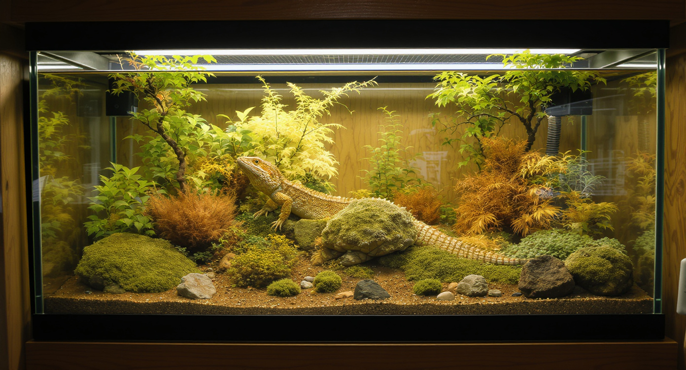 Bioactive reptile terrarium at a Houston TX specialty reptile store