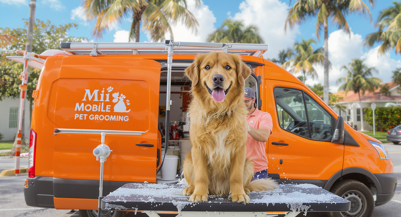 Mobile dog grooming van service in Miami FL — HeiBob