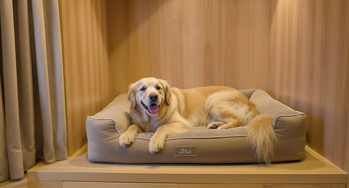 Luxury pet boarding suite in Scottsdale AZ — private room with comfortable orthopedic bed