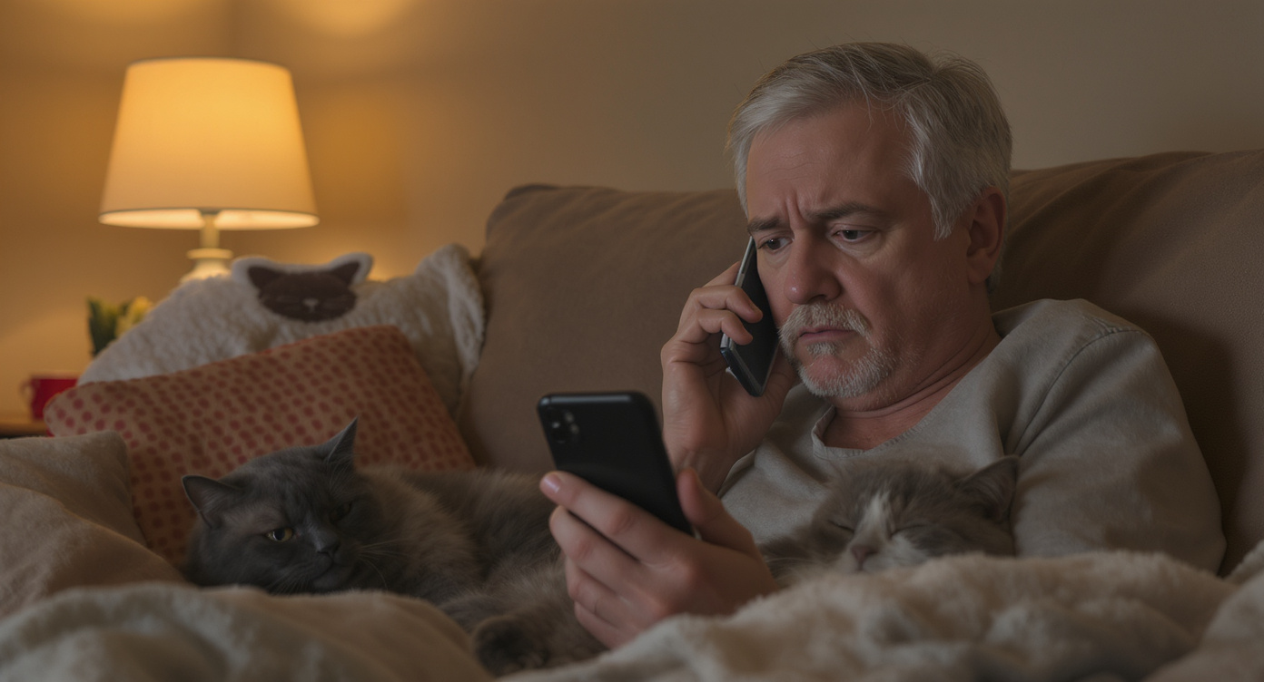 Worried pet owner calling emergency vet at night — HeiBob