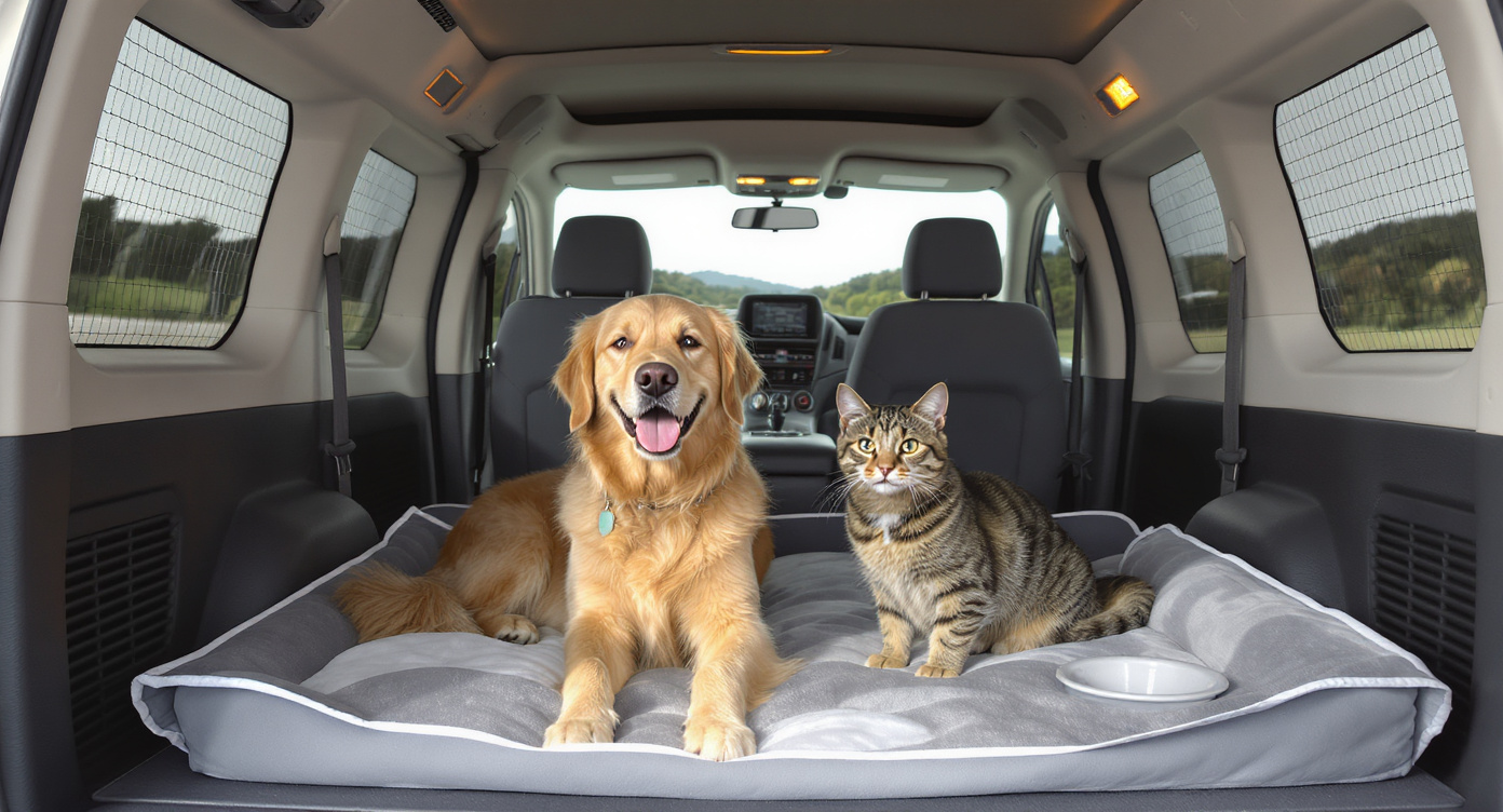 Pets relaxing in climate-controlled pet transport van — HeiBob