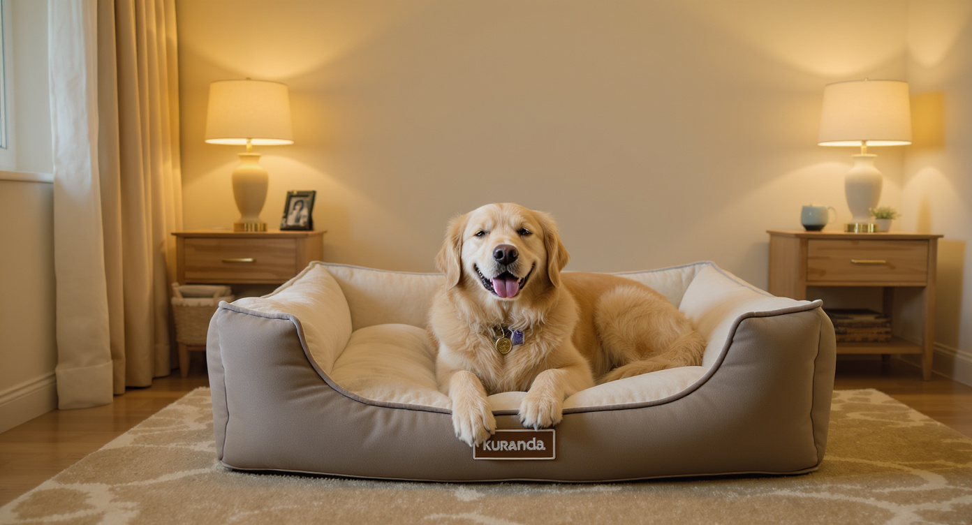 Luxury pet boarding suite interior with cozy Kuranda dog bed in Scottsdale AZ