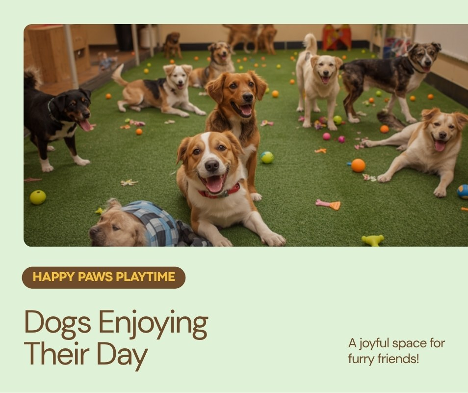 Dogs playing together at a San Diego dog daycare facility