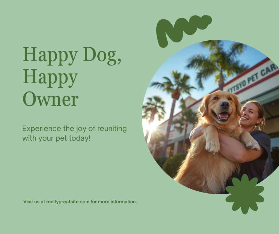 Happy dog being picked up from dog daycare in San Diego CA
