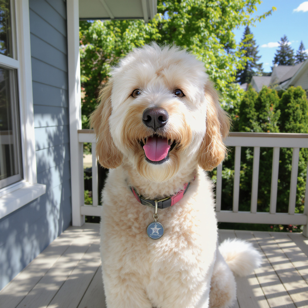 Happy freshly groomed dog enjoying a sunny day in a Seattle neighborhood — HeiBob