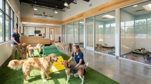 Professional dog boarding facility interior in Jacksonville FL