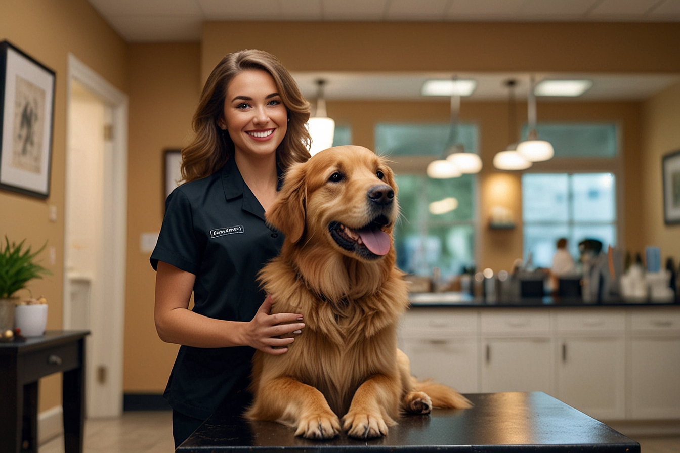 Happy dog after professional grooming session at a Cincinnati OH pet salon — HeiBob