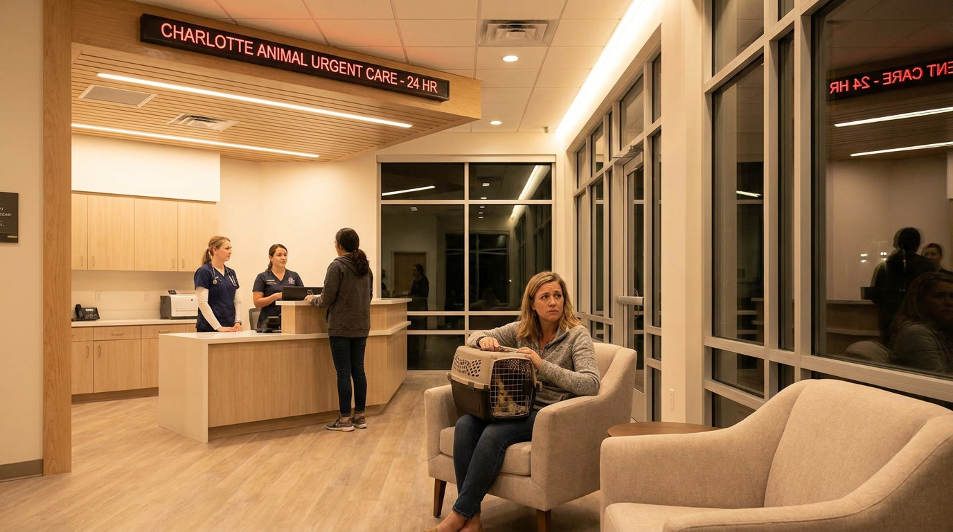 Emergency veterinary care Charlotte NC - 24-hour vet clinic waiting room