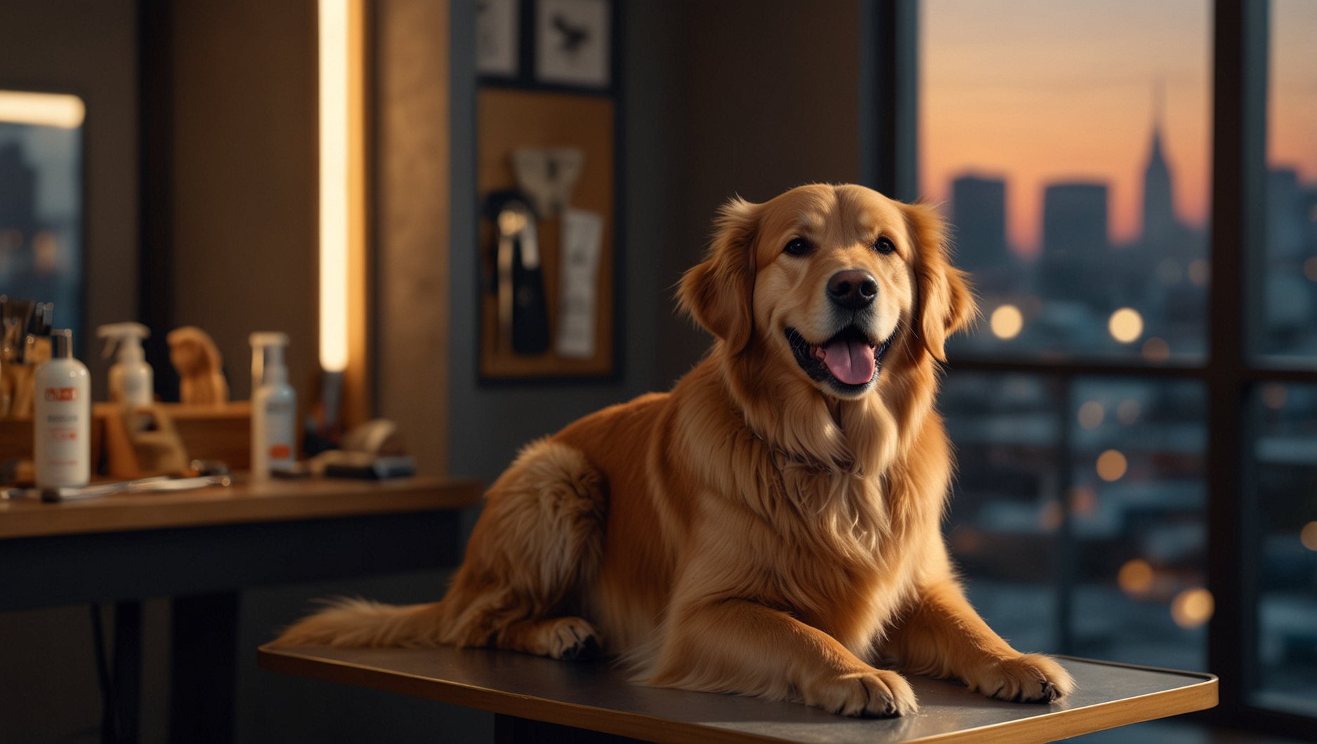 Happy golden retriever after professional grooming in Corpus Christi TX