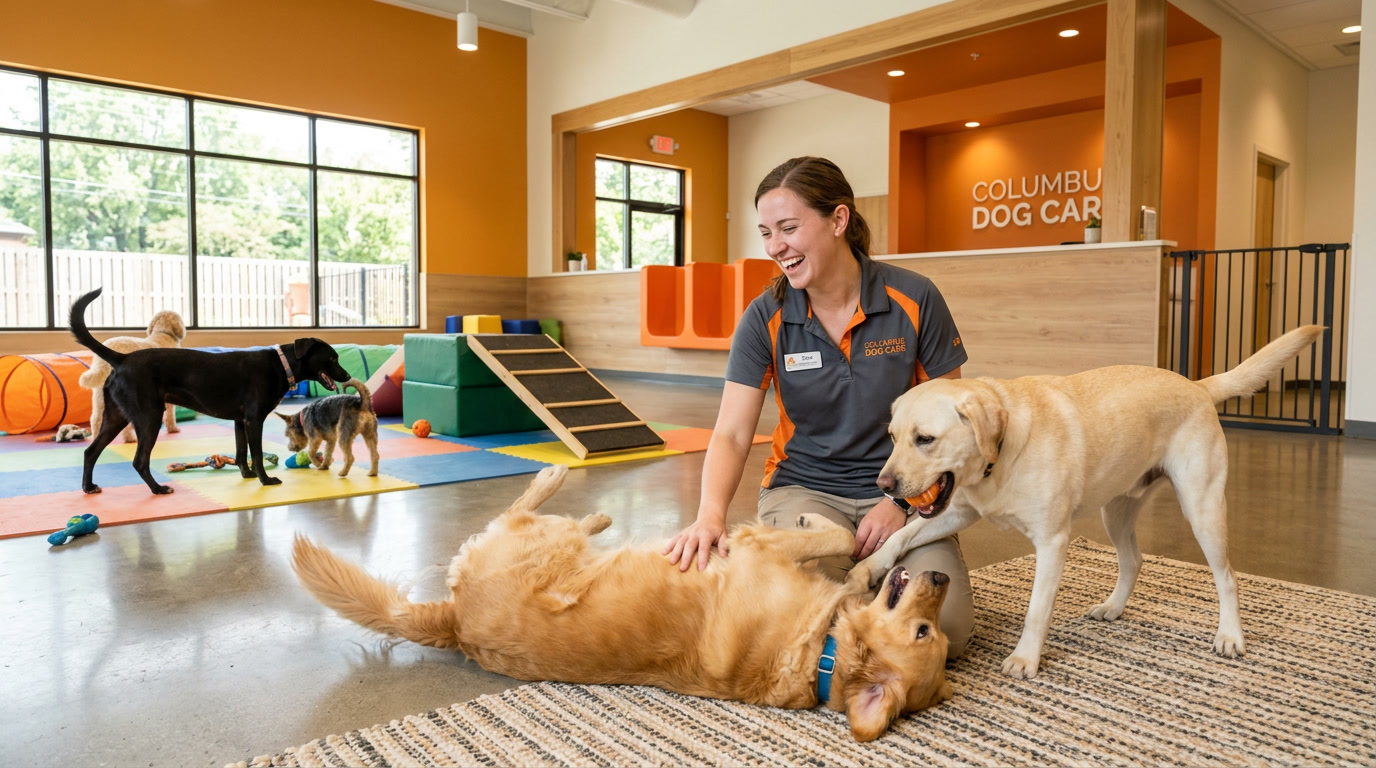 Dog boarding indoor play area Columbus Ohio — HeiBob