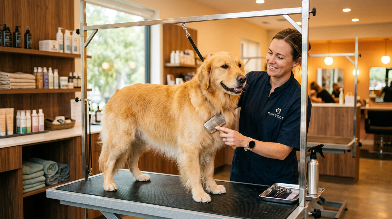 Dog grooming salon prices comparison 2026 — mobile vs salon grooming — HeiBob