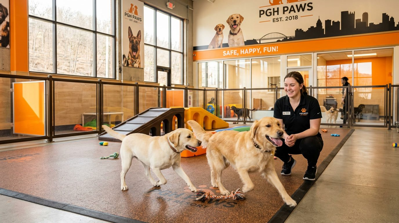 Pittsburgh pet boarding kennel and play area — HeiBob